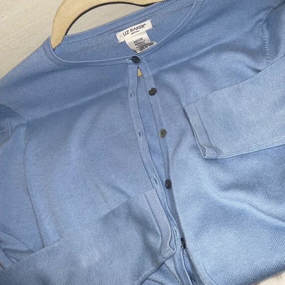 Liz baker petite SMALL CHICO lightweight light blue button up cardigan sweater - Picture 6 of 6